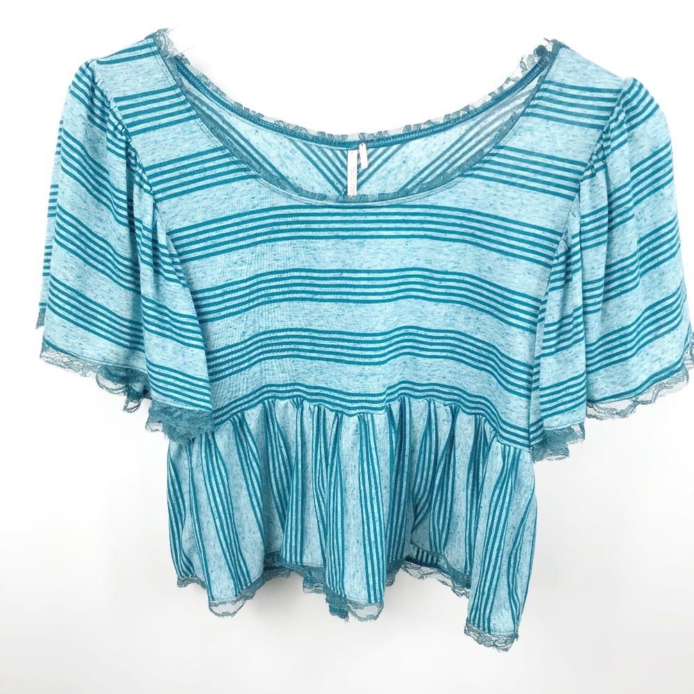 Free People boho Flutter Sleeve Crop top Sz XS